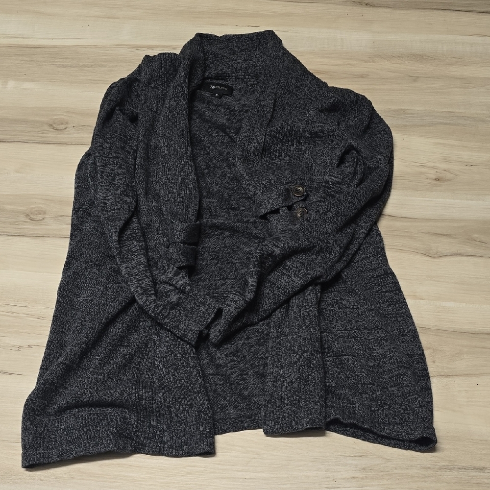 AB Studio Charcoal Gray Knit Cardigan